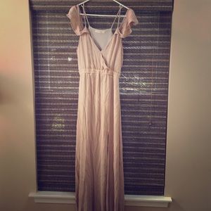 Long beige dress with slit